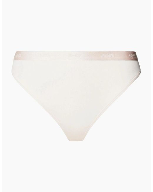 Boss White Ci Logo Waistband Thong, Light/Pastel