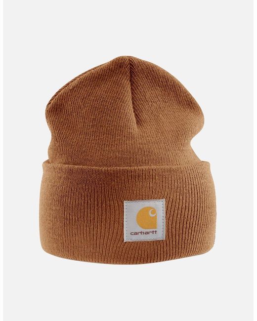 Carhartt Brown Carhartt A18 Stretchable Rib Knit Acrylic Watch Beanie Hat for men