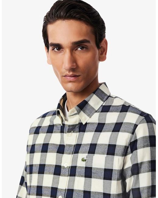 Lacoste Blue Regular Fit Plaid Flannel Shirt for men