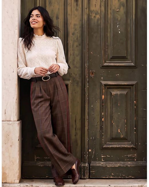 Nooki Design Brown Nevada Check Trousers
