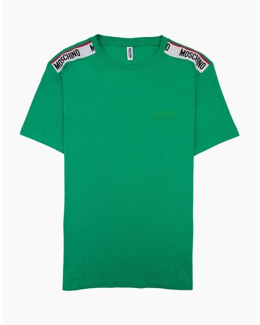 Moschino Green Underwear Tape Logo T-Shirt for men