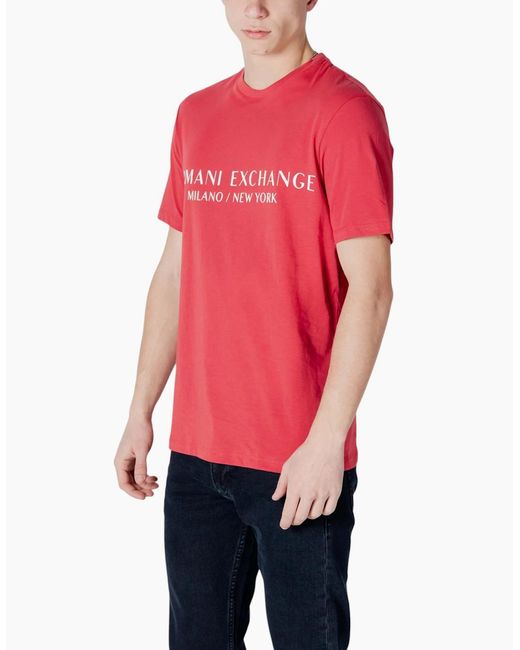 Armani Red Exchange T Shirts Cotton Tee for men