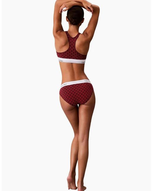 Calvin Klein Red Icon Cotton Modal Bikini Brief, Dark Berry Emblem