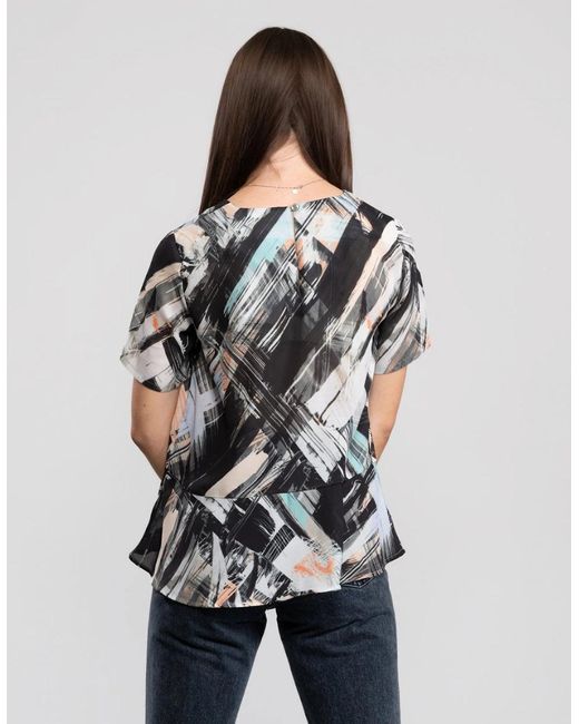 Great Plains Black Great Plains Pastel Paint Peplum Top