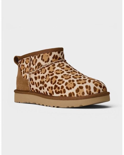 Ugg Brown Classic Ultra Mini Plains Boot Felicity Leopard Jasmine