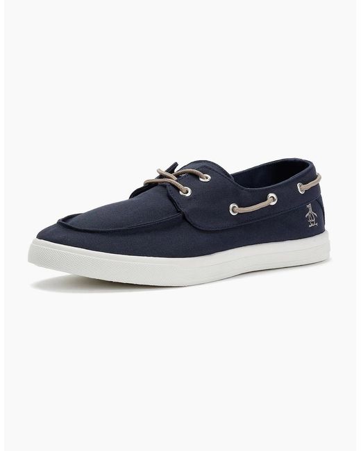 Original Penguin Blue Penguin Sailor Canvas Lace-Up Shoes for men