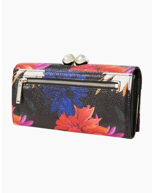 Ted Baker Blue Amaliah Printed Rose Detail Bobble Purse