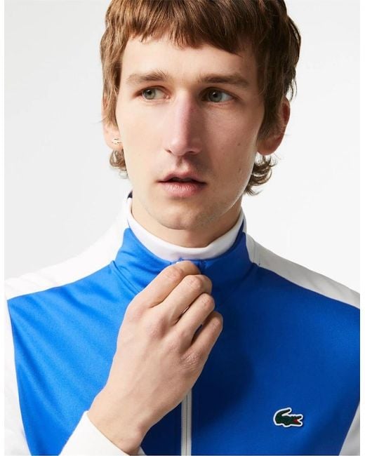 Lacoste Blue Regular Fit Zip Neck Long Sleeve Sweatshirt for men