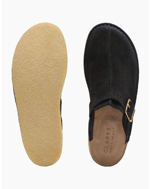 Clarks Black Trek Mule Suede Boat Shoes for men