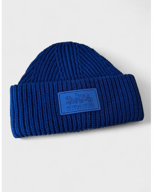 COACH Blue Patch Beanie True for men