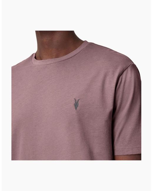 AllSaints Pink All Saints T Shirts Crew Neck Slim Short Sleeve Casual Summer Cotton Tee for men