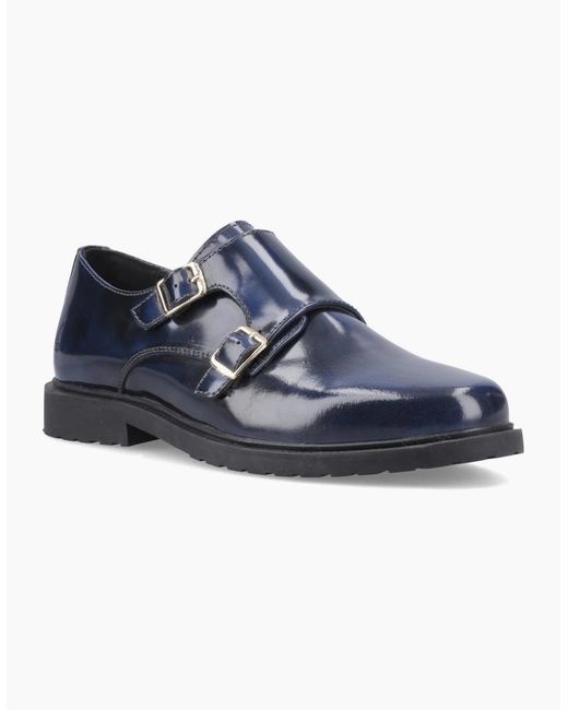 Hush Puppies Blue Verity Hi-Shine Monk Shoes
