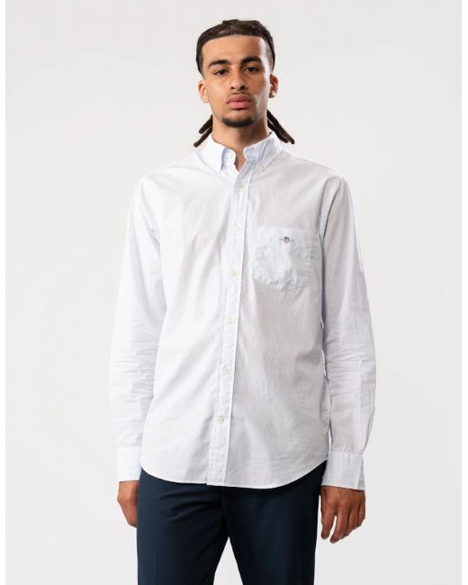 Gant White Regular Fit Poplin Shield Banker Shirt for men