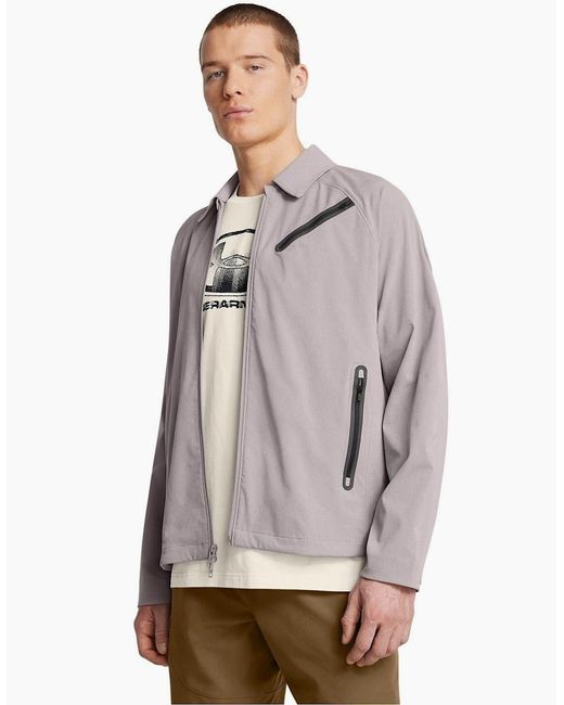 Under Armour Gray Solid Patterned Zipped Pocket Bomber Jacket for men