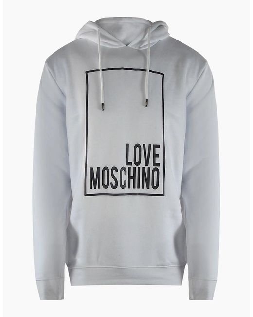 Love Moschino Gray Box Logo Hoodie for men