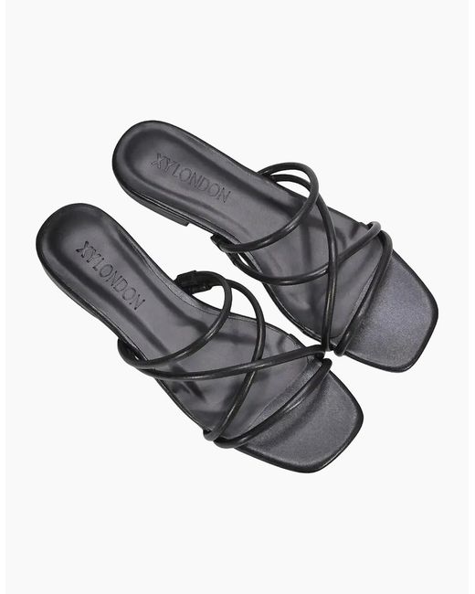 XY London Black Ladies Suzzie Metallic Strappy Sandals