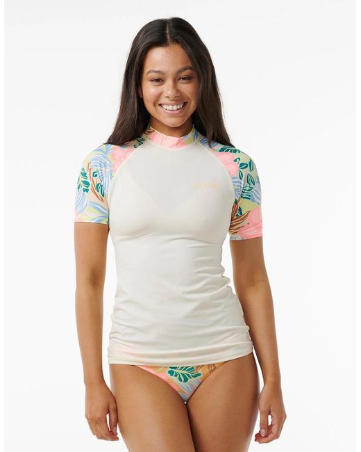 Rip Curl White Rip Curl Follow The Sun Short Sleeve Rashvest