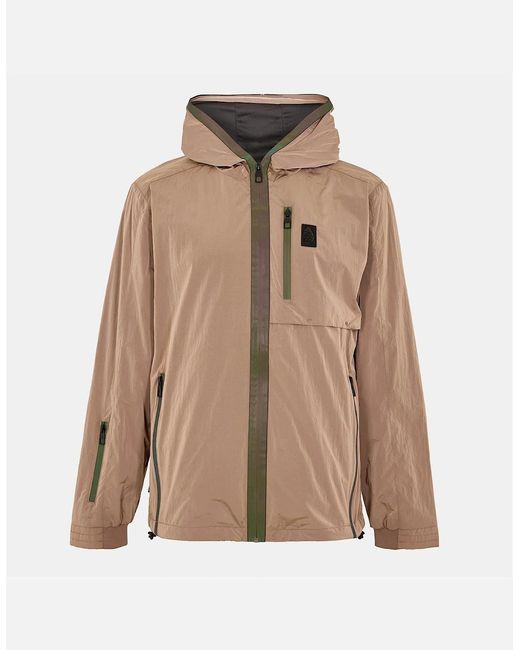 Luke 1977 Brown Happy Archive Solid Patterned Hooded Hybrid Jacket for men