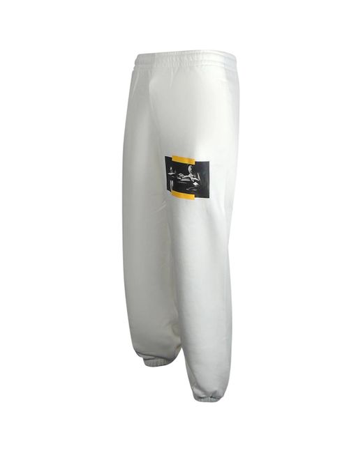 Off-White c/o Virgil Abloh White Caravaggio Painting Shorten Logo Sweatpants for men