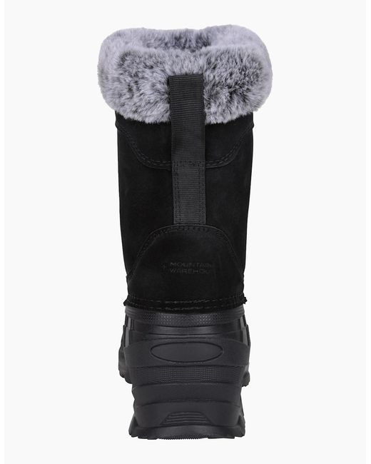 Mountain Warehouse Black Ladies Snowdrift Suede Faux Fur Lined Snow Boots