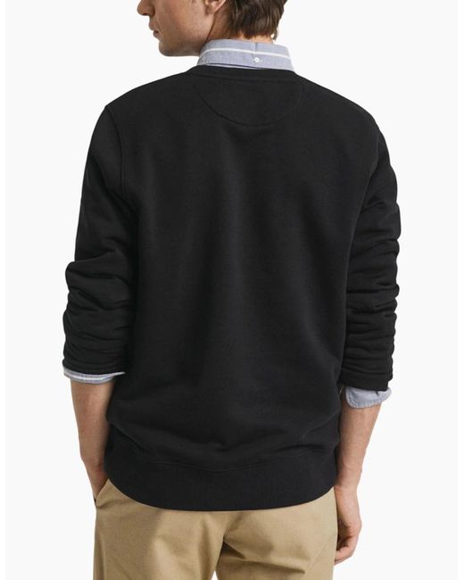 Gant Black Shield Crew Neck Sweatshirt Pullover French Terry Graphic Embroidered for men