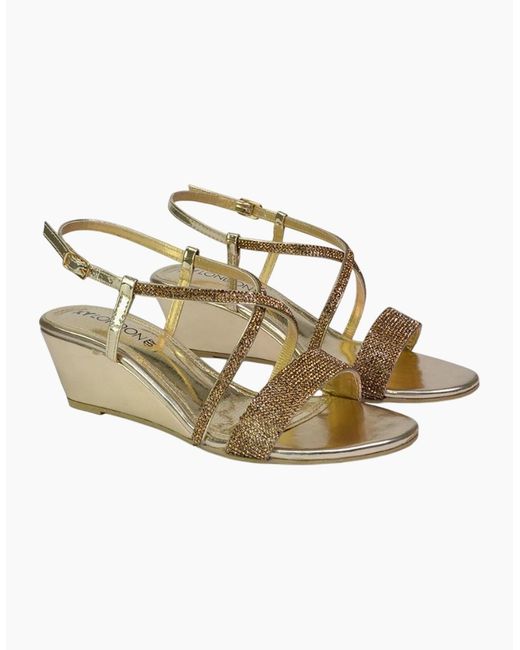 XY London Metallic Ladies Ocean Diamante Wedge Sandals