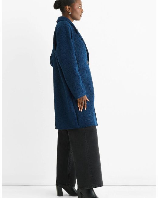 Gini London Blue Shearling Mid Length Double Breasted Jacket