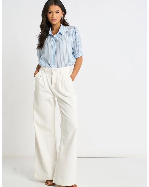 Gini London White Off Pleat Wide Leg Jean