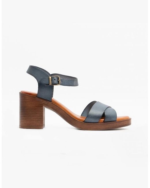 Hush Puppies Blue Georgia Leather Heeled Sandals
