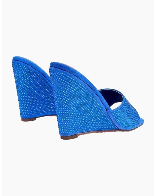 XY London Blue Ladies Peggie Rhinestone Wedge Mules