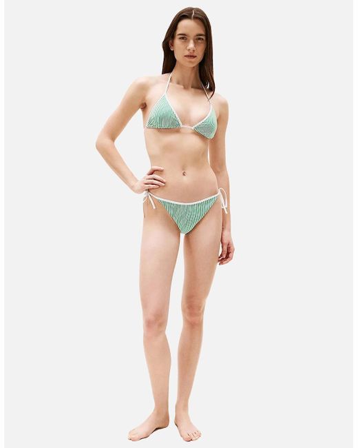 Tommy Hilfiger Blue Seersucker Stripe Triangle Bikini Top, Radiant