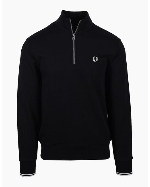 Fred Perry Blue Half Zip Sweatshirt for men