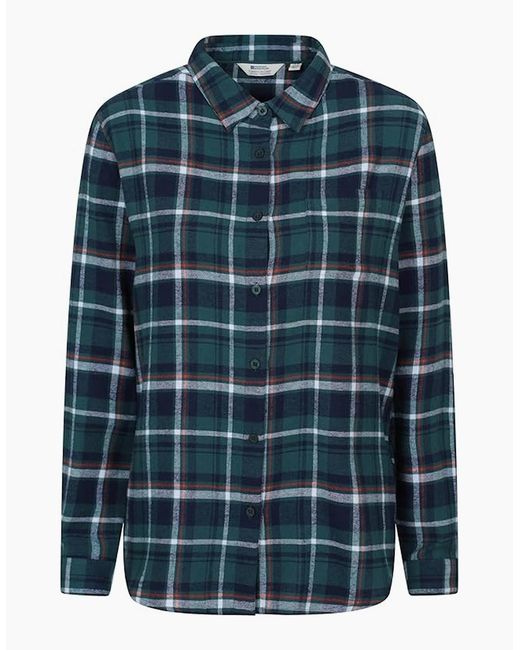 Mountain Warehouse Blue Ladies Balsam Brushed Flannel Longline Shirt