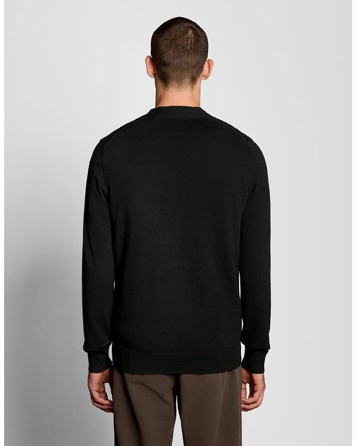 Lyle & Scott Black Cotton V-Neck Cardigan for men