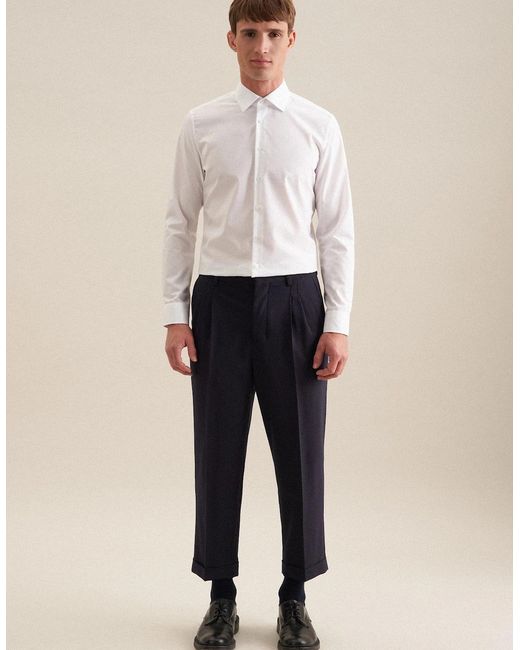 Seidensticker White Shaped Fit No Iron Kent Collar Business Shirt for men