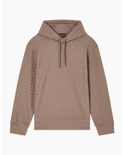 Emporio Armani Brown Asv Allover Logo Pullover Hoodie for men