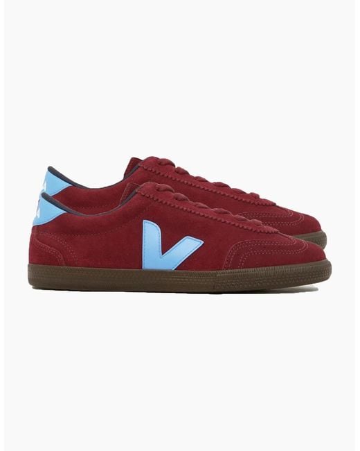 Veja Red Volley Suede Trainer Grenat/Aqua/Eagle for men