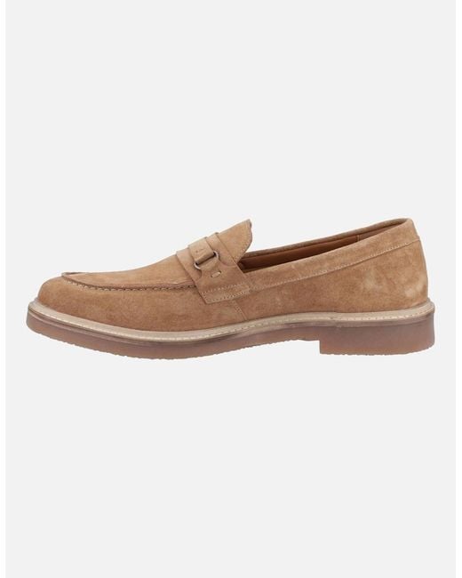 Hush Puppies White Gryffin Leather Tan Loafers for men