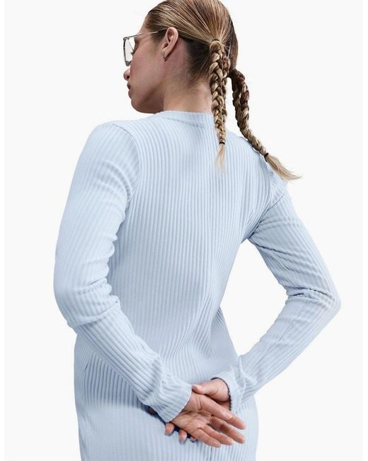 Nike Blue Stitched Detail V-Neck Long Sleeve Sweater