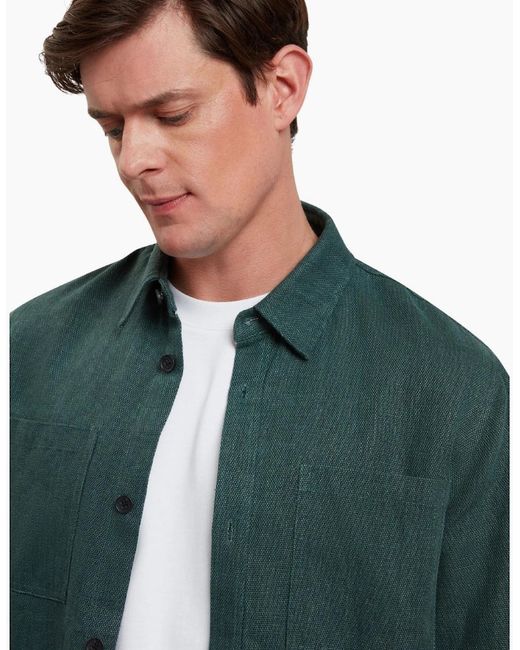 Ted Baker Green Shaww Delave Linen Dark Overshirt for men