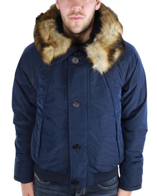 armani-jeans-Navy-Fur-Trimmed-