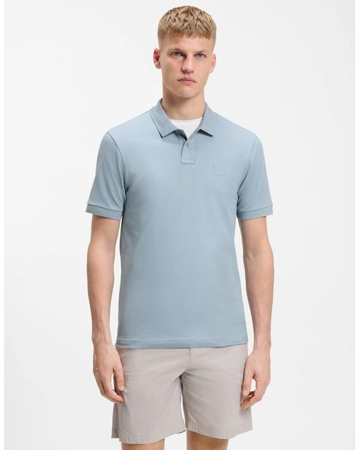 Boss Blue Boss Passenger Stretch-Cotton Slim-Fit Polo Shirt With Logo Patch for men