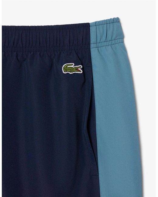 Lacoste Blue Colour-Block Swim Trunks for men