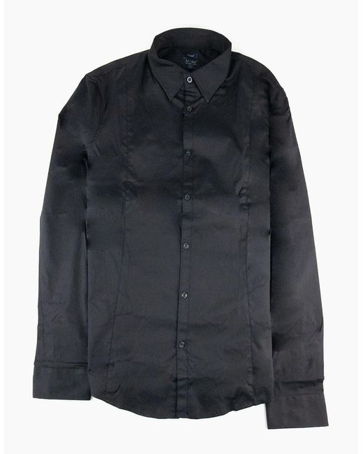Armani Jeans Black Fitted L/S Shirt for men