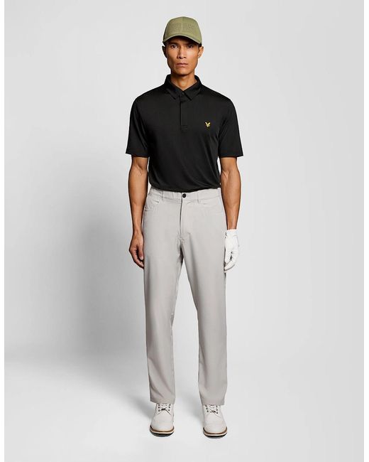 Lyle & Scott Black Concealed Placket Polo Shirt for men