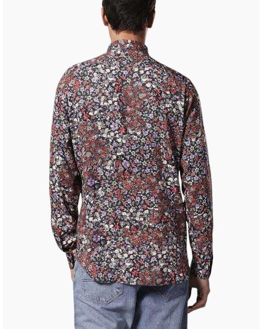DIESEL Gray S Nico 0Qapz 900 Shirt Long Sleeve Casual Summer Cotton Floral Shirt for men