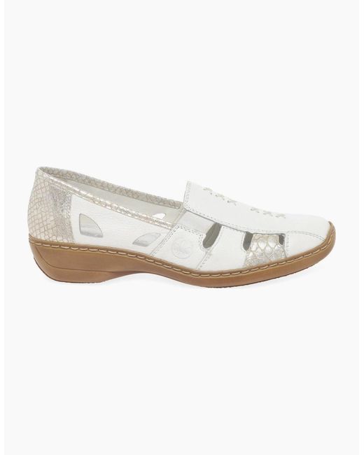 Rieker White Denise Slip On Vamp Shoes