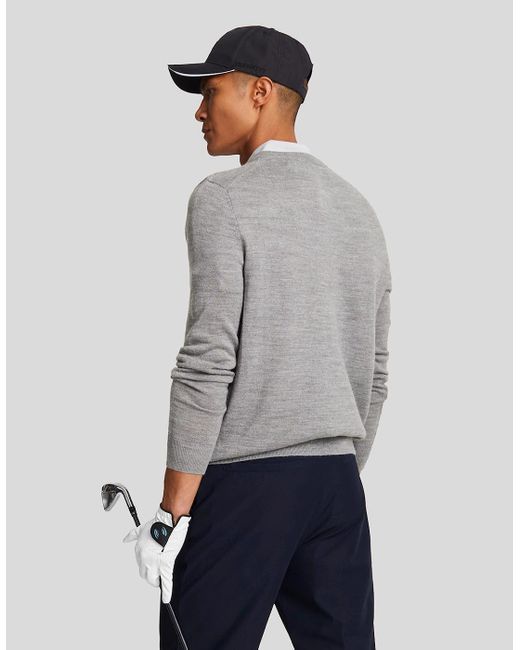 Lyle & Scott Gray Wool Blend V Neck Jumper for men