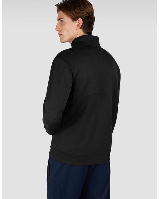 Paul & Shark Black Printed Fin Super Soft Fleece Full Zip Sweatshirt for men