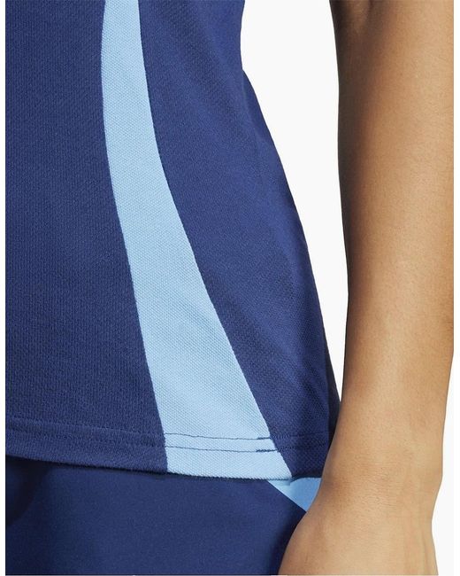 Adidas Blue Tiro24 Collared Neck Short Sleeve Polo Shirt